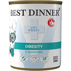 Best Dinner Vet Profi Obesity диетический влажный корм для собак Лосось 340 г