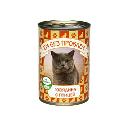Ем без проблем влажный корм для кошек с говядиной и птицей 410гр