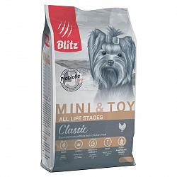 Blitz Classic Dog Adult Mini&Toy корм сухой для собак взрослых миниатюрных и мелких пород с курицей 500гр Blitz Classic Dog Adult Mini&Toy корм сухой для собак взрослых миниатюрных и мелких пород с курицей 500гр