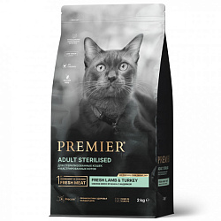 Premier Cat Sterilised корм сухой для кошек взрослых стерилизованных свежее мясо ягненка с индейкой 2кг Premier Cat Sterilised корм сухой для кошек взрослых стерилизованных свежее мясо ягненка с индейкой 2кг