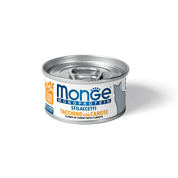 Monge Cat Monoprotein консервы для кошек взрослых мясные хлопья из индейки с морковью 80гр