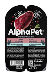 AlphaPet Superpremium консервы для кошек с чувствтельным пищеварением утка и клюква соус 80гр