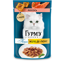 Гурмэ Желе Де-Люкс влажный корм для кошек с лососем в роскошном желе 75гр
