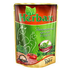 Herbax консервы для кошек аппетитный кролик в соусе 100гр