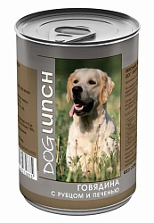 Dog Lunch консервы для собак взрослых с говядиной, рубцом и печенью в желе 410гр