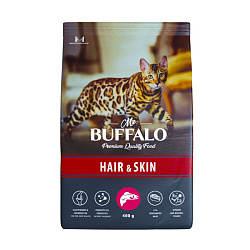 Mr.Buffalo Hair&Skin Adult корм сухой для кошек взрослых для здоровой кожи и красивой шерсти с лососем 400гр
