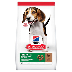 Hills Science Plan Puppy корм сухой для щенков средних пород с ягненком и рисом 2,5кг