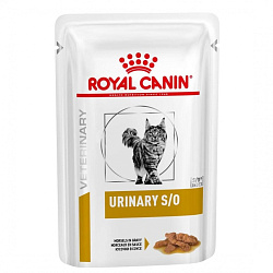 Royal Canin Veterinary Urinary S/O диетический влажный корм для кошек способствующий растворению струвитных камней в соусе 85гр