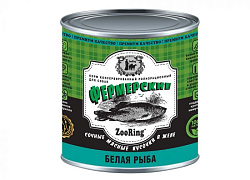 ZooRing фермерский влажный корм для собак взрослых кусочки белая рыба в желе 850гр