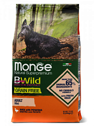 Monge Dog BWild Grain Free Adult Mini корм сухой беззерновой для собак взрослых мелких пород из мяса утки с картофелем 2,5кг