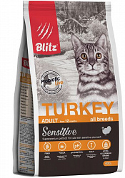 Blitz Sensitive Cat Adult корм сухой для кошек взрослых с индейкой 400гр