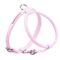 Шлейка Hunter round&Soft 30/6 (23/22-28см) светло-розовая, кожа стразы