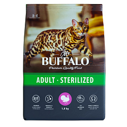 Mr.Buffalo Sterilised корм сухой для кошек взрослых стерилизованных с индейкой 1,8кг
