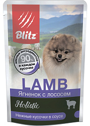 Blitz Holistic Dog Adult Mini влажный корм для собак мелких пород с ягненком и лососем в соусе 85гр