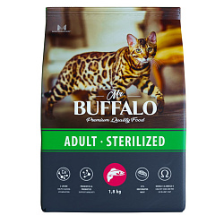Mr.Buffalo Sterilised корм сухой для кошек взрослых стерилизованных с лососем 1,8кг