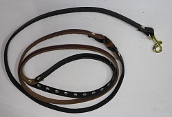 Поводок кожа Ч №10 плоский с переплетением АРТ221