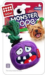 Игрушка для собак GiGwi Монстр с пищалкой и веревкой 8см, серия MONSTER ROPE 75433