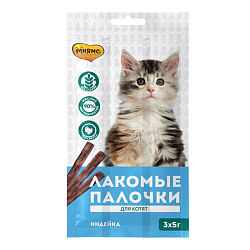 Мнямс Лакомство для котят лакомые палочки с Индейкой 3*5гр