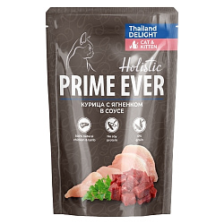 Prime Ever Holistic влажный корм для кошек Курица с ягненком в соусе пауч 85гр