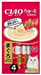INABA Ciao Churu Лакомство для кошек Пюре Тунец магуро 4шт 56гр