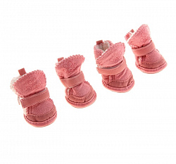 Ботинки для собак "Элеганс" набор 4шт размер 3 (подошва 5*4,2см) розовые 