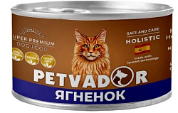 Petvador Cat влажный корм беззерновой для кошек всех стадий жизни ягненок с лососем 100гр