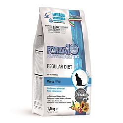 Forza10 Regular Diet корм сухой для кошек взрослых при аллергии и повышенной чувствительности к животным белкам с рыбой 1,5кг