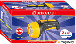 Фонарь Ultraflash 3807 (аккумуляторный, 7LED, 2 режима, черный/желтый, подзаряд. 220В)