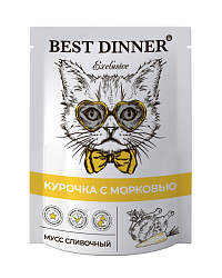 Best Dinner Exclusive влажный корм для кошек при восстановлении мусс сливочный с курочкой и морковью 85гр