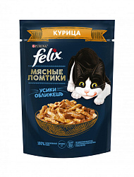 Felix Мясные ломтики влажный корм для кошек взрослых с курицей в соусе 75гр
