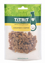 TiTBiT лакомство для кошек Снеки сердечки с сыром 40гр