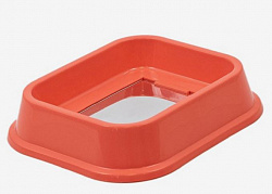 Ванночка для купания для птиц с зеркалом 14,5*12*3см (пластик) рубиновая