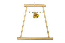 Качели для птиц деревянные большие с бусами и колокольчиком (8543)