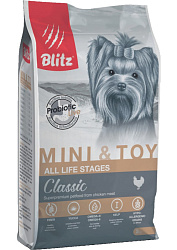 Blitz Classic Dog Adult Mini&Toy корм сухой для собак взрослых миниатюрных и мелких пород с курицей 2кг