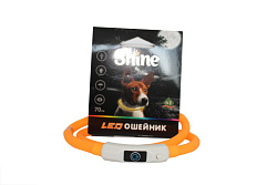 N1 Ошейник Лед USB Силиконовый 1*70см оранжевый