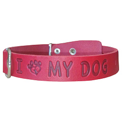 Ошейник Тисненый "MY DOG" 25 мм, 39–53 см, цвета в ассортименте (Наша ручная работа)
