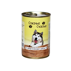 Собачье Счастье консервы для собак птичьи потрошки с рисом 410гр