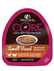 Wellness Core Savoury Medleys консервы для собак мелких пород с курицей, индейкой, морковью и зеленой фасолью 85гр