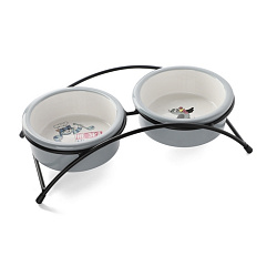 Миска для животных керамическая двойная на подставке "Матроскин и Галчонок" 2*250мл СОЮЗМУЛЬТФИЛЬМ Triol 