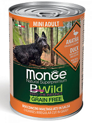 Monge Dog BWild Grain Free Mini консервы беззерновой для собак взрослых мелких пород с уткой, тыквой и кабачками 400гр