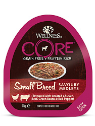 Wellness Core Savoury Medleys консервы для собак мелких пород с курицей, говядиной, зеленой фасолью и красным перцем 85гр