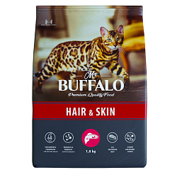 Mr.Buffalo Hair&Skin Adult корм сухой для кошек взрослых для здоровой кожи и красивой шерсти с лососем 1,8кг