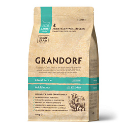 Grandorf Adult Indoor Probiotic корм сухой для кошек домашних с четырьмя видами мяса 400гр