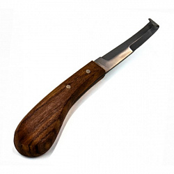 Нож копытный двустор загнутое лезвие (ручка ДЕРЕВО) 220044/2007J2