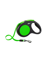 Поводок рулетка FLEXI New Neon Limited Edition M (до 25 кг) лента 5 м, зеленый