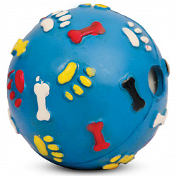 Игрушка для собак из цельнолитой резины Мяч с лапками и косточками со звуком 85мм Triol