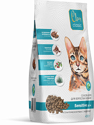 Clan Classic Sensitive корм сухой для кошек с чувствительным пищеварением с атлантической рыбой и индейкой 400гр