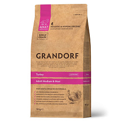 Grandorf Adult Medium & Maxi корм сухой беззерновой для собак взрослых средних и крупных пород с индейкой 3кг