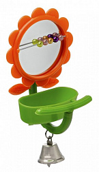 Зеркало для птиц цветок/кормушка/счеты П6135