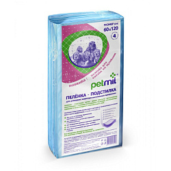 Пеленки впитывающие для животных PETMIL 60*120 4шт(Ж2)